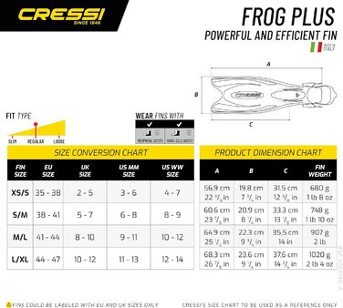 Чоловічі ласти Cressi Frog Plus M/L (41/44) Чорні/Срібні