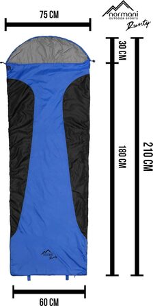 Ультралегкий спальний мішок normani Runty КОМПАКТНИЙ РОЗМІР Наповнювач з 3D мікрофібри Microtech, водонепроникний літній спальний мішок темно-синього кольору 210 см x 75 см x 60 см (правий)