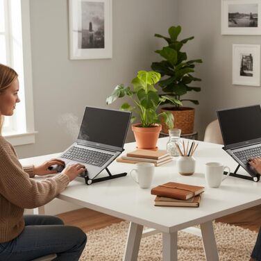 Підставка для ноутбука регульована та складна ергономічна підставка для робочого столу та домашнього офісу, з антиковзким покриттям, для ноутбуків до 17,3 дюймів