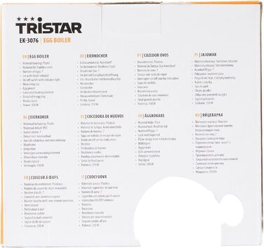 Яйцеварка Tristar EK-3076 - на 7 яєць, чорна нержавіюча сталь