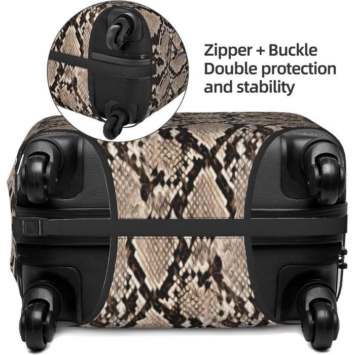 Чохол для багажу Зміїна шкіра, камуфляжний, м'який, стильний, чорний, XL
