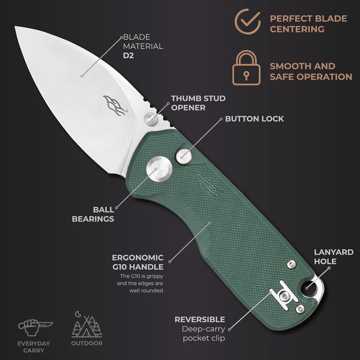 Кишеньковий складаний ніж з кнопковим замком D2 сталеве лезо G10 нековзна ручка з кліпсою Кемпінговий туристичний універсальний ні