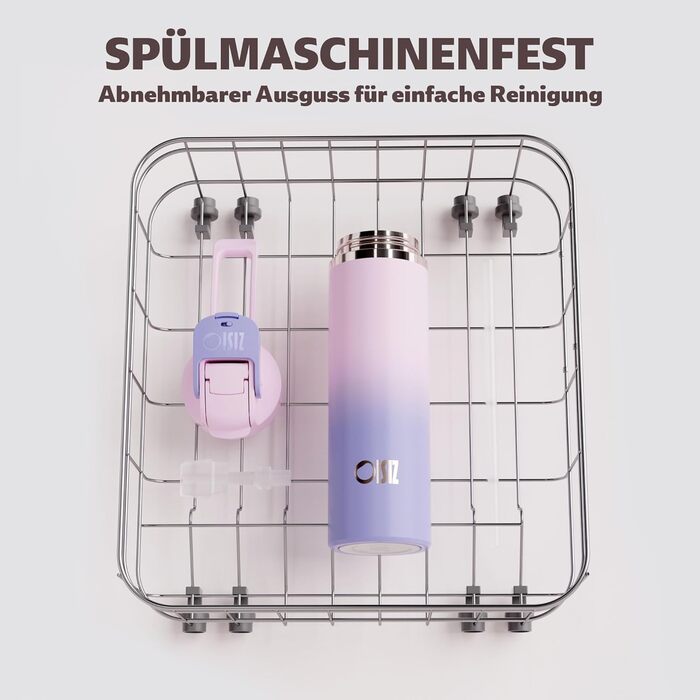 Ізольована пляшка для води OISIZ з нержавіючої сталі 720 мл з кришкою-трубочкою 2-в-1, захисним замком One Click, 100 герметична, зберігає напої холодними протягом 24 годин, вакуумна пляшка для води об&39ємом 24 унції для подорожей та спорту, фіолетовий к