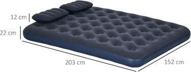 Надувний матрац Outsunny для 2 осіб, що самонадувається, килимок для сну, надувне ліжко з ручним насосом та подушкою, надувний матрац, матрац для гостей, килимок для сну, ліжко для гостей для кемпінгу та домашнього використання, 203 x 152 x 22 см