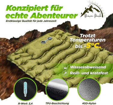 Сантиметровий самонадувний килимок для сну з подушкою теплий, легкий та компактний, 10-