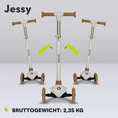Дитячий триколісний самокат LIONELO Jessy Premium для дітей від 3 років до 50 кг, 56 x 26 x 60-80 см, коричневий