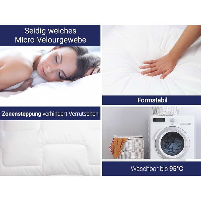 Подушка ZOLLNER Deluxe - 3-зонна - Зроблено в Європі - Поліестер - Можна прати при температурі до 95C - 70x90 см - Готельна якість - Сертифіковано Oeko-Tex 70 x 90 см Біла