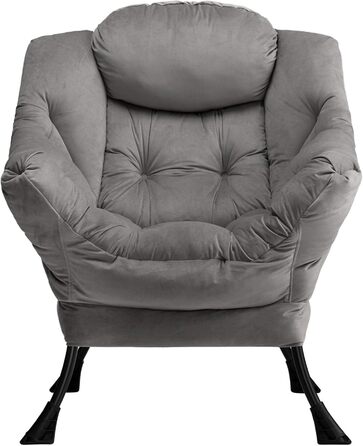 Крісло HollyHOME з відкидною спинкою, Вітальня та спальня, Оксамитове крісло-реклайнер, Крісло для читання, Крісло, Крісло для відпочинку, Темно-сірий, Темно-сірий 2