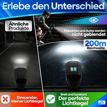 Комплект велосипедних ліхтарів NEXTCOVER із сенсором LightSense та 11 годин автономної роботи від акумулятора I Заряджається від USB та водонепроникний I Схвалено StVZO I Передній світлодіодний велосипедний ліхтар I Велосипедний ліхтар та задній велосипед