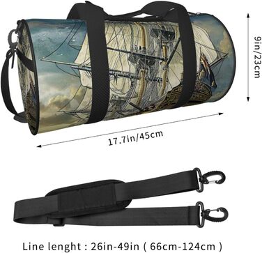 Спортивна сумка для подорожей Епоха відкриттів, з принтом корабля, чорна, універсальний розмір