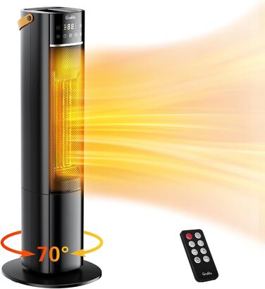 Тепловентилятор Grelife, безшумний енергозберігаючий електричний обігрівач потужністю 2000 Вт з терморегулятором, функція коливанн