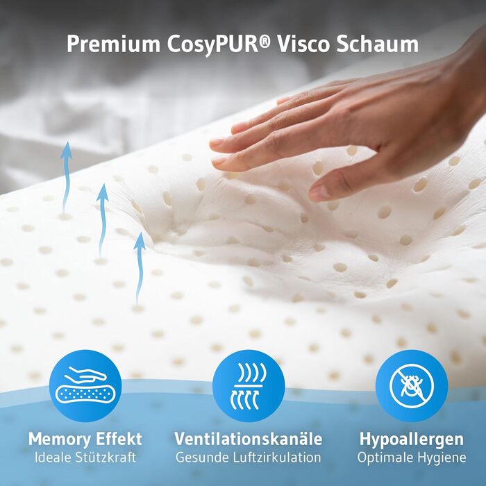 Ергономічна подушка Elora, м&39який чохол зі 100 органічної бавовни, подушка для підтримки шиї, розроблена експертами зі сну, подушка з піни з ефектом пам&39яті для сну на боці, подушка для шиї 40x60x12, подушка для сну на спині