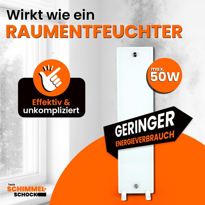 Протипліснявий обігрівач для скляних панелей Toni&39s Mold Shock для боротьби з пліснявою Настінний обігрівач висушує холодні, вологі стіни та усуває причину появи плісняви Інноваційний дизайн скла, 1 обігрівач