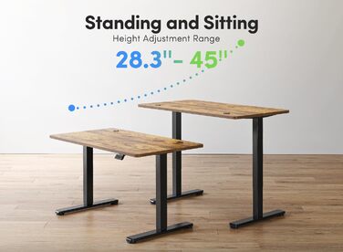 Електричний стіл FEZIBO з регульованою висотою, 152 x 60 см, комп&39ютерний стіл з пам&39яттю налаштувань та технологією запобігання зіткненням, чорний каркас/коричнева стільниця 152 60 см, коричневий