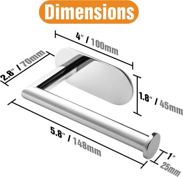 Тримач для туалетного рушника без свердління, хромований тримач для туалетного рушника з нержавіючої сталі SUS304 для кухні та ван