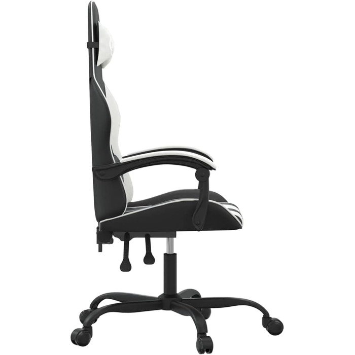 Зручне ігрове крісло з функцією масажу, штучна шкіра чорний/білий, 57,5 x 59,5 см - Для геймерів та офісної роботи Ігрове крісло Модель 349596