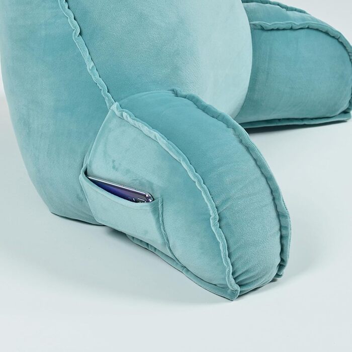 Подушка для читання зі спинкою, Портативна подушка для читання, Подушка для читання з підлокітниками, Ідеально підходить для роботи, читання або гри на ліжку/дивані/підлозі Зелена