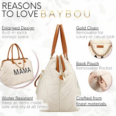 Пеленальна сумка для лікарні Baybou Mama, сумка-сумка для пологів та пологів, сумка для мами для дитини та подорожей, велика, беже