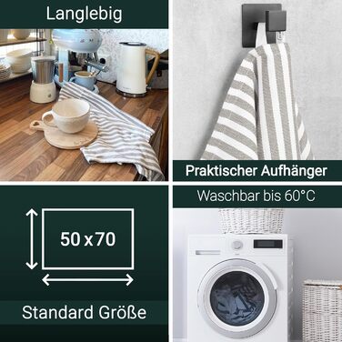 Набір ZOLLNER з 5 бавовняних чайних рушників розміром 50x70 см - добре поглинаючі та міцні кухонні рушники - можна прати при темпе