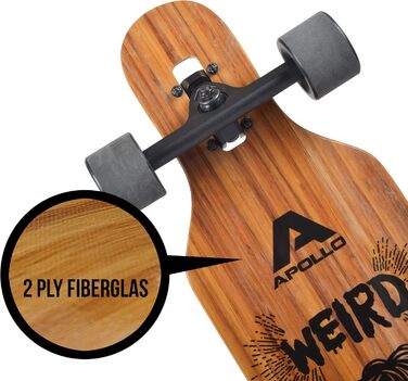 Лонгборд Apollo Weird Pro Cruiser бамбук + склопластик Flex 2 ABEC-9 40" × 9" повний компліт для підлітків дорослих професійний круїзер карвінг фрірайд оригінал Німеччина 2025