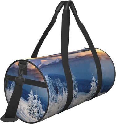 Спортивна сумка для подорожей Захід сонця, зимова, гірська, з принтом, дорожня сумка на ніч, чорна, універсальний розмір