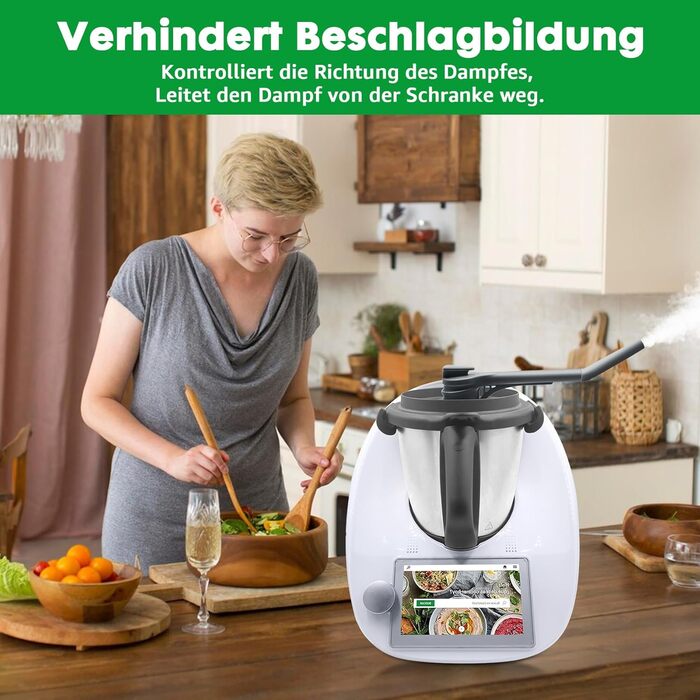 Для Thermomix TM6 MCC Steam Diversion - відведення пари (екстра довге) для аксесуарів Monsieur Cuisine Smart Thermomix, силіконовий конденсатовідвідник для кухонних навісних шаф, захисна плівка зі щіткою Extra Long версія (труби 15 см 10 см)