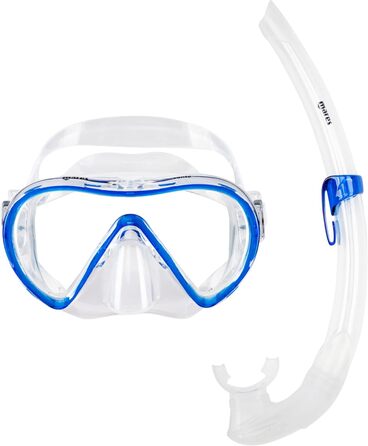 Набір для сноркелінгу для дорослих, силіконова маска з однією лінзою, ергономічний сноркель із силіконовим мундштуком, один розмір, синій