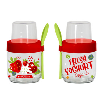 Банку з ложкою і контейнером Herevin Fruit-Yoghurt, 425 мл (6651282) Банку з ложкою і контейнером Herevin Fruit-Yoghurt, 425 мл (6651282)