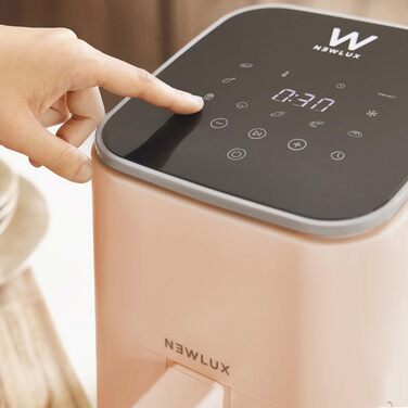 Мультипіч 2 л Air Power V20 (1200 Вт) з 8 програмами та сенсорною LED-панеллю, фритюрниця 2 л (до 230 C) для 2 осіб, легко чиститься та з додатком рецептів - без PFOA Корал 2 Літрос 3-й Корал