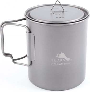 Титановий посуд для кемпінгу TOAKS (375 мл, 450 мл, 550 мл, 650 мл, 700 мл, 750 мл, 900 мл), титановий посуд для пікніка, походів та відпочинку на природі 750 мл POT-750