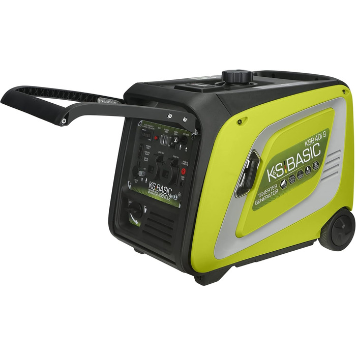Інверторний генератор KSB 40i S, генератор потужністю 3900 Вт, електронне перетворення електричної енергії, аварійний генератор з двигуном Euro 5, 2 розетки Schuko 230 В, світлодіодний дисплей, режим ECO