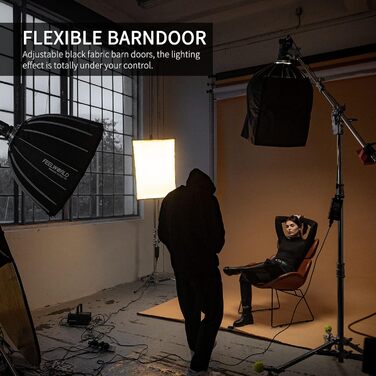 Ліхтар Софтбокс, LED світло Studio Photo Studio Set Аксесуари, Bowens Bracket, з тканинними дверима сараю, сумка для перенесення, для портретного товару YouTube Tiktok Відео Фотозйомка Ліхтар Softbox 65CM, 65 65