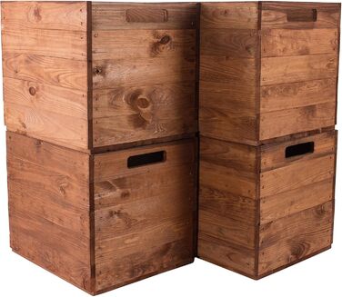 Фруктові ящики онлайн 4 дерев&39яні ящики Kallax у вживаному вигляді з доступом з 2 боків, 32x37,5x32,5 см - для декору, для зберігання на полиці Kallax, 32x37,5x32,5 см, коричневі, 4