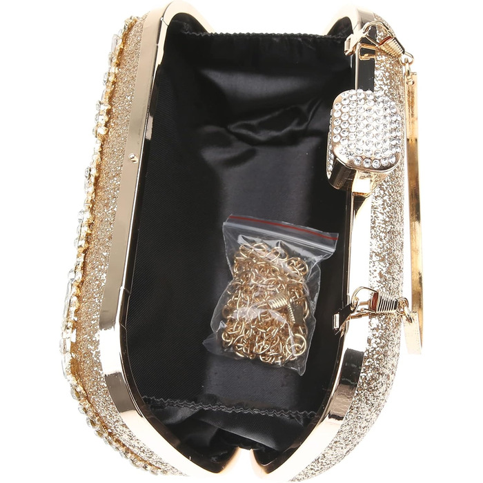 Жіночий клатч з блискучими стразами, блискуча вечірня сумка через плече для весіль, вечірок та випускних вечорів 26-золотий