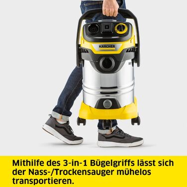 Пилосос для сухого та вологого прибирання Krcher WD 6 P S V-30/6/22/T, вкл. розетку, плоский гофрований фільтр, запатентований філ