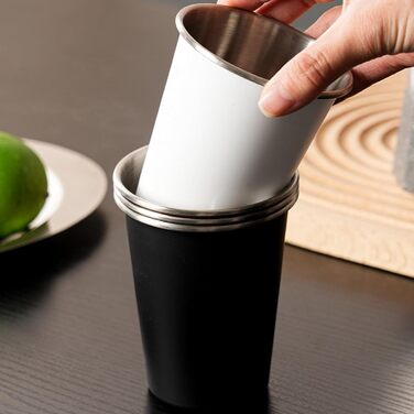 Елементні портативні чашки з нержавіючої сталі для кави, молока, пива, штабельовані кемпінгові чашки для води для подорожей на свіжому повітрі та походів, штабельовані кемпінгові посуди для води та столового посуду для походів, 4-