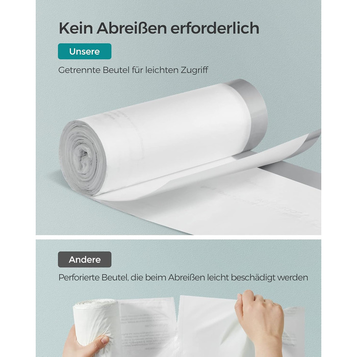 Міцні пакети для сміття SONGMICS зі шнурком, для 20-літрових баків, попередньо відсортовані, код 020A01, 3 рулони, всього 120 пакетів, білі KRB020A03 Упаковка пакетів 40 шт. (3 упаковки)