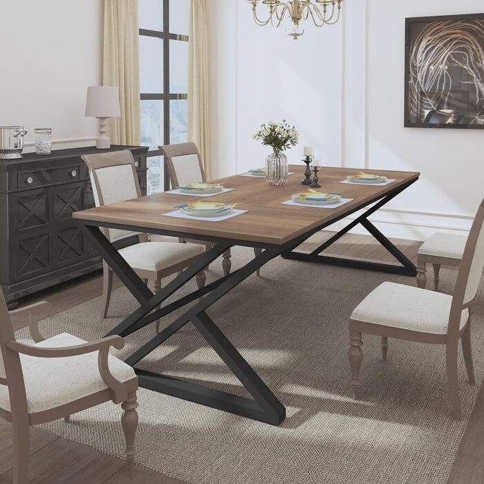 Довгий письмовий стіл HSH для 2 осіб, великий комп&39ютерний стіл, дизайн в індустріальному стилі, офісний стіл, стіл для ПК, ідеально підходить для домашнього офісу, офісу та спальні, міцний стіл у сільському стилі, 180 см, розміри в сільському стилі 180