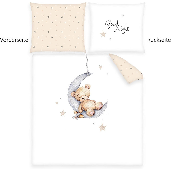 Комплект постільної білизни для дитячого ліжечка Teddy Bear, наволочка 35 х 40 см з готельною вставкою, підодіяльник 80 х 80 см з