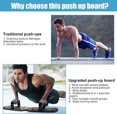 Набір преміум-дощок для віджимань, дошка для віджимань WIYETY з ручками для віджимань, дошка для віджимань для тренування всього тіла та ефективних віджимань