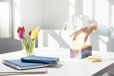 Стікери Super Sticky Notes, упаковка з 24 блокнотів, по 90 аркушів на блокнот, 76 мм x 76 мм, кольори зелений, рожевий, синій, помаранчевий - надзвичайно міцні наліпки для нотаток, списків справ і нагадувань (канарково-жовтий, стандартний, одинарний)