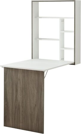 Настінний розкладний стіл Greve, розкладний стіл, настінний розкладний стіл з місцем для зберігання, настінний стіл, розкладний стіл, кухонний стіл, обідній стіл, білий/під дерево