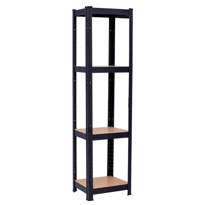 Стелаж SCHULTE Shelf World для важких умов експлуатації з 4 полицями з МДФ, 180x50x50 см (ВxШxГ), вантажопідйомність 150 кг на полицю, чорний