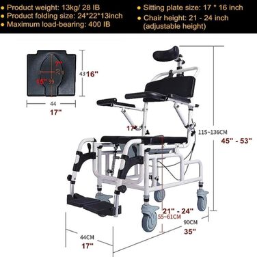 Відкидний стілець для душу/туалету, туалет з опором для пересування, нахилений на 45 стілець/туалет, для вагітних жінок, літніх та інвалідів