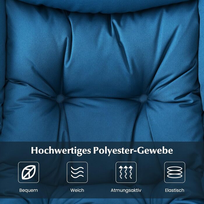 Крісло COSTWAY з підставкою для ніг, відкидне крісло з підлокітниками, бічною кишенею та підставкою для ніг, крісло для відпочинку, крісло для телевізора, крісло з відкидною спинкою для вітальні, спальні, офісу (синє) синє з підставкою для ніг