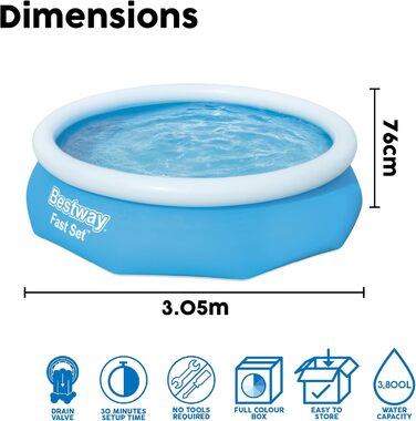 Басейн Bestway Fast Set 305 x 76 см 305x76 см синій