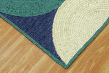 Колекція CASAVANI Прямокутний килим, 25,4 x 35,6 см, візерунок Blue & Multi, тканий джутовий килим, геометричний килим кілім, для