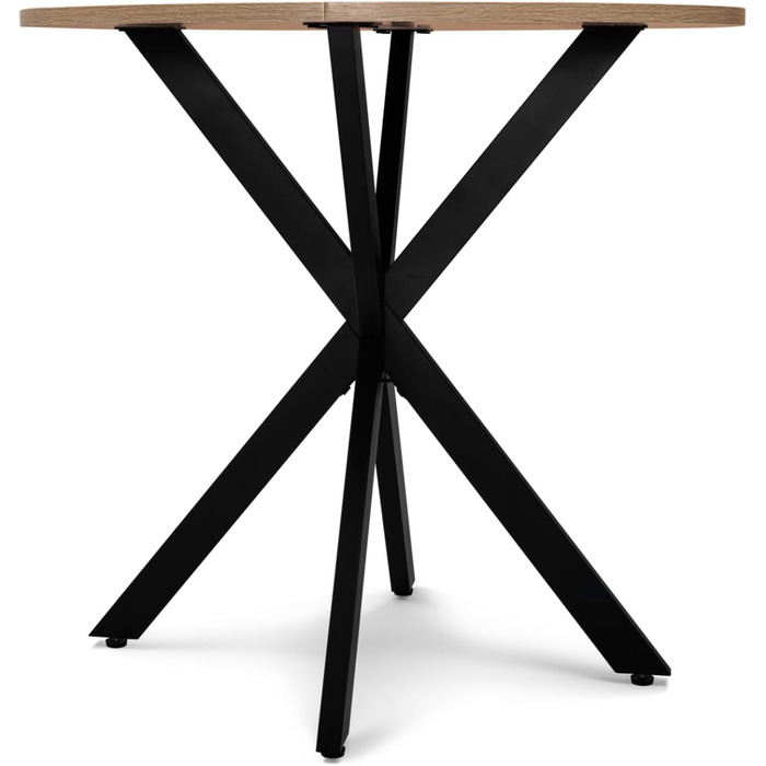 Круглий обідній стіл ALIX для 4 осіб, основа-павук, дерево та чорний колір, 80 см