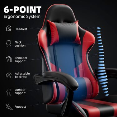 Ігрове крісло, комп&39ютерне офісне крісло з підставкою для ніг, ігрове крісло (червоне) Rot