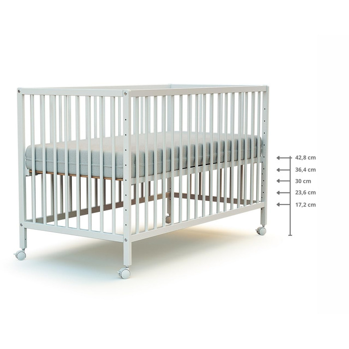 Дерев&39яне дитяче ліжко для сну 60x120 см Біле LIO Дитяче ліжко для сну Від народження Регульована висота Один розмір, рейкова основа, біла, 23 WEBABY -